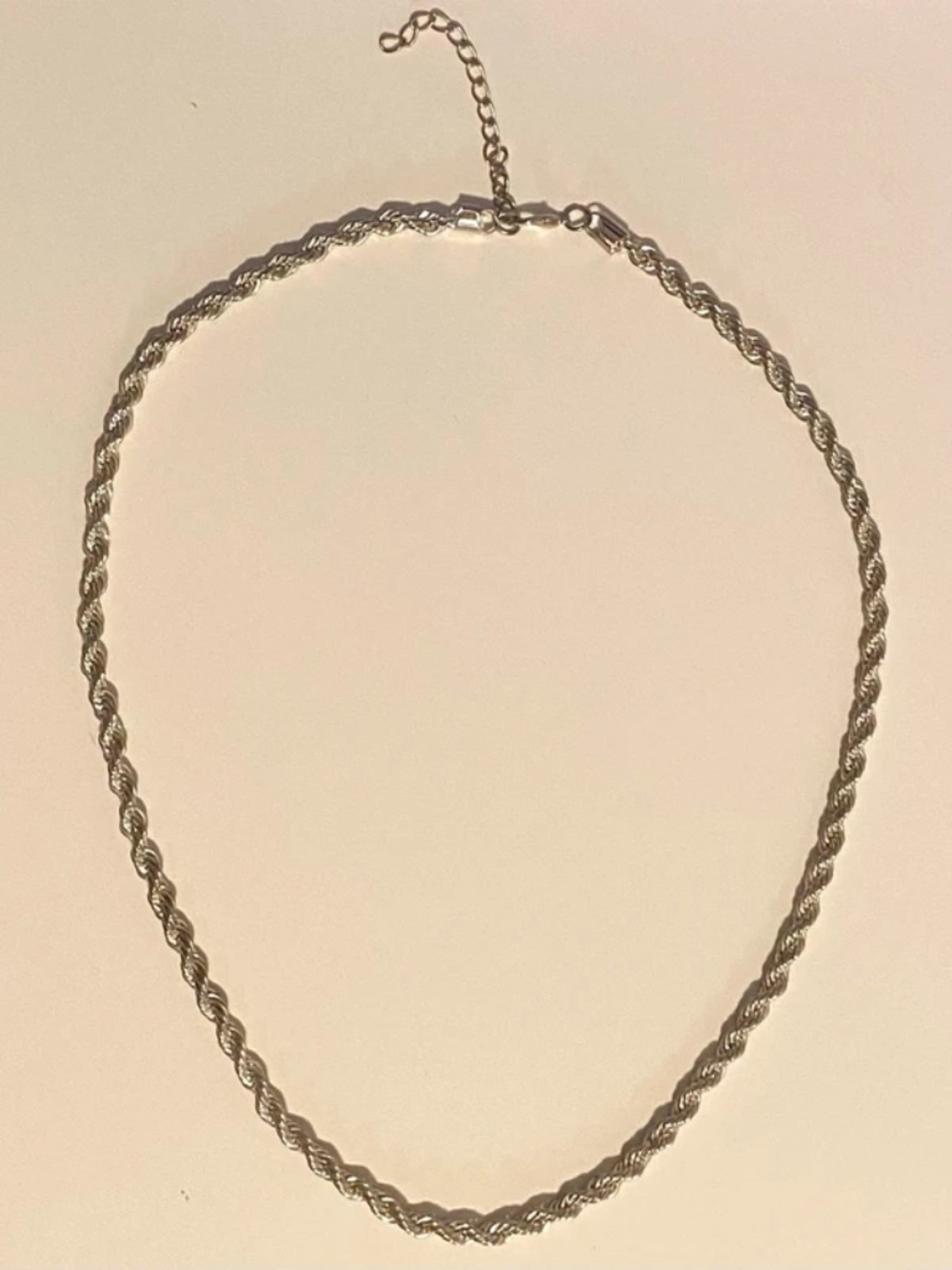 Silver Tone Twisted Rope Chain Necklace